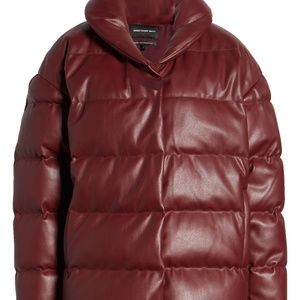 Something Navy Faux Leather Puffer Coat